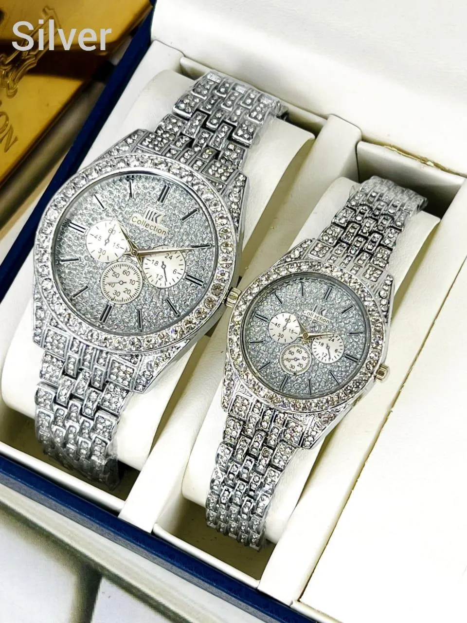 Golden Couple Watches with Diamond Stones