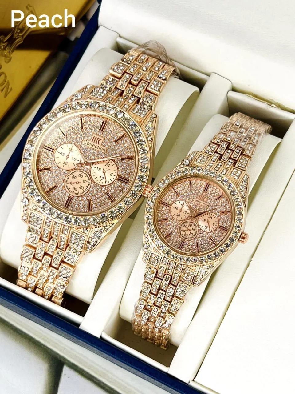 Golden Couple Watches with Diamond Stones