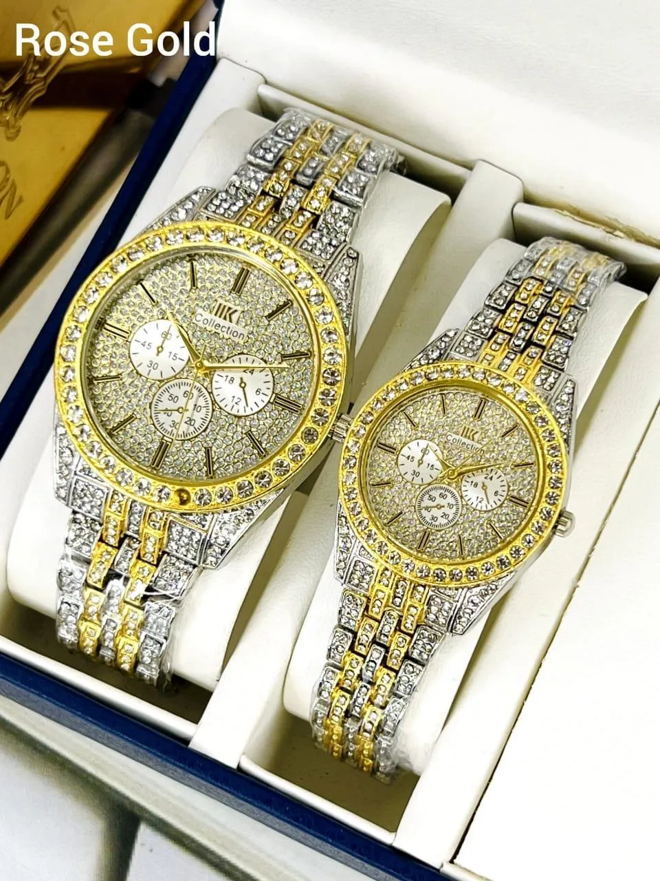 Golden Couple Watches with Diamond Stones