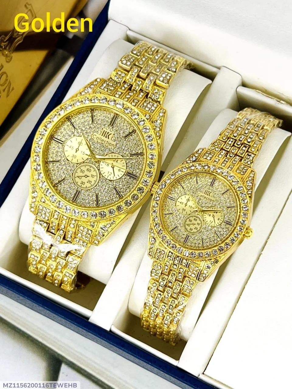 Golden Couple Watches with Diamond Stones