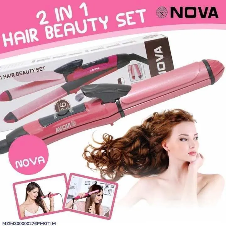 Nova 2-in-1 Hair Straightener & Curler Pink